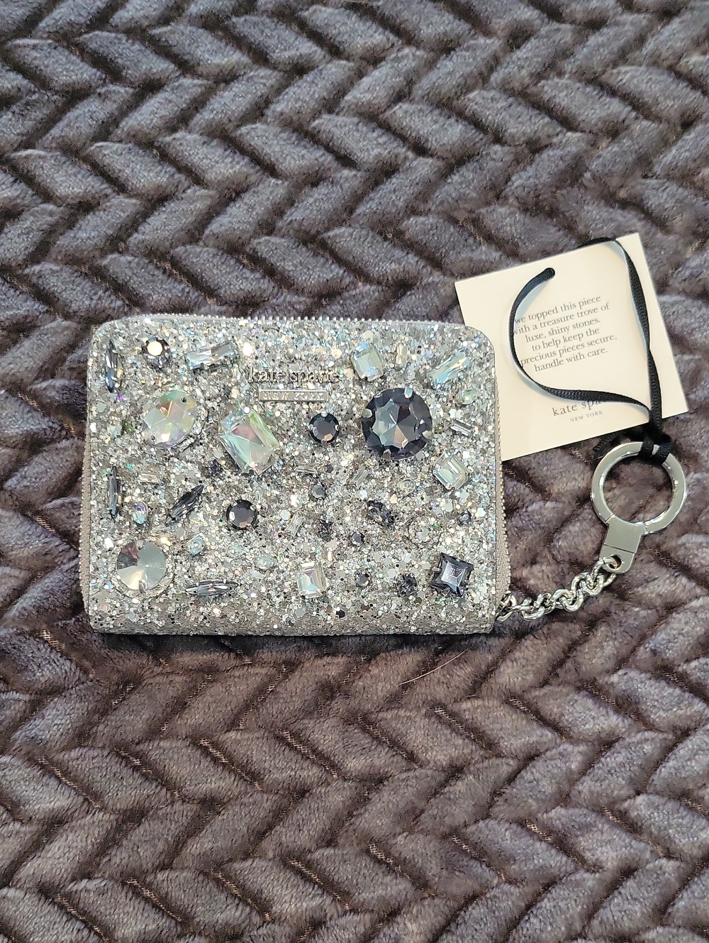 kate spade Silver Crystal Jeweled Key & Card Holder